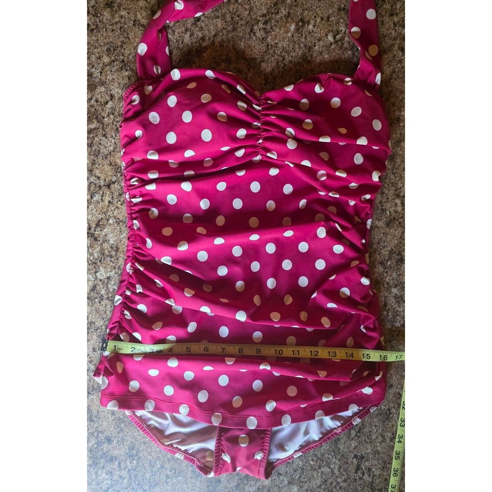 Esther Williams Vintage Inspired Retro Swimsuit - sz 14 red polka dot plus sized - Picture 7 of 11